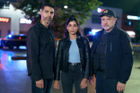Cast of Allegiance on the Season 4 set; (L-R) Samer Salem, Supinder Wraich, Enrico Colantoni